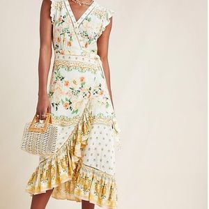 (Photos added) Farm Rio Anthro Tea Rose Wrap Dress